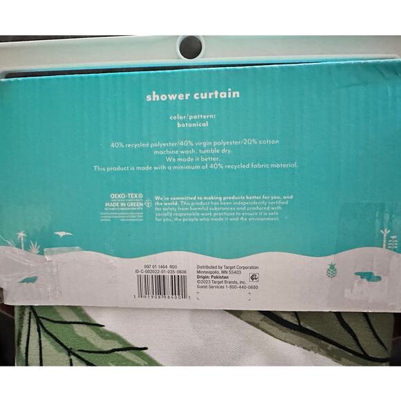 Pillowfort Botanical Shower Curtain – Tropical Jungle Leaf Print – 72” x 72” - Picture 3 of 7